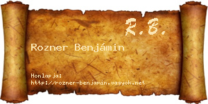 Rozner Benjámin névjegykártya